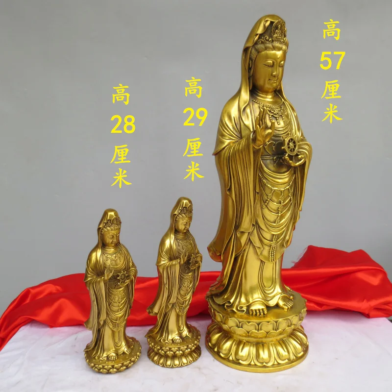 Large Southeast Asia Nanhai Guanyin brass buddha Home temple Shrine Effective safety healthy bring Good luck money