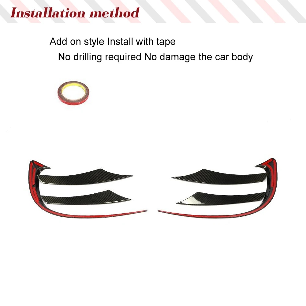 Carbon Fiber Car Front Bumper Canards For Mercedes Benz C257 CLS400 CLS550 Sedan 2018-2021 Carbon Front Bumper Splitter Fins