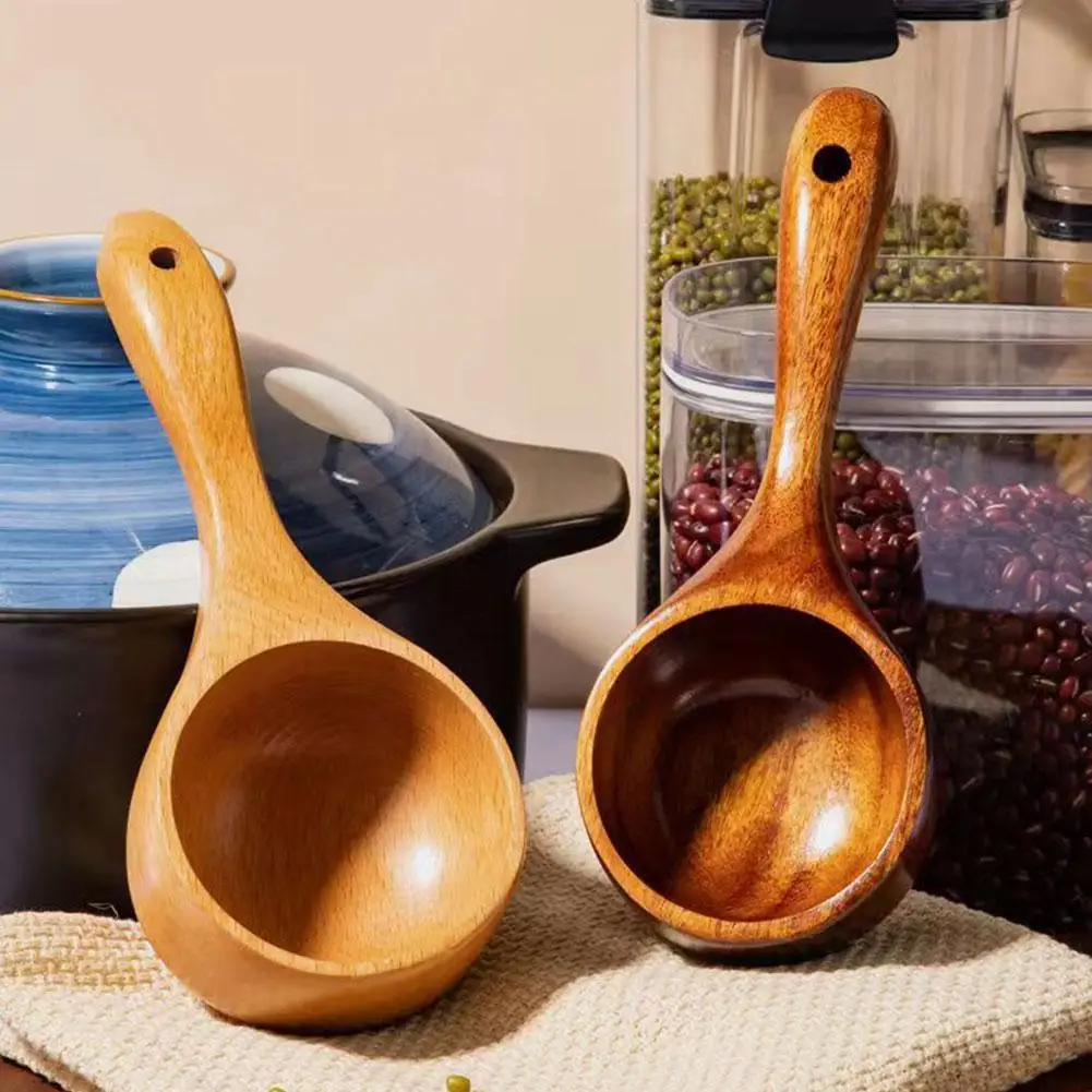 Wooden Serving Spoon Ladle Large Natural Wood Soup Ladle Cooking Utensil Handmade Tableware for Kitchen Restaurant Porridge