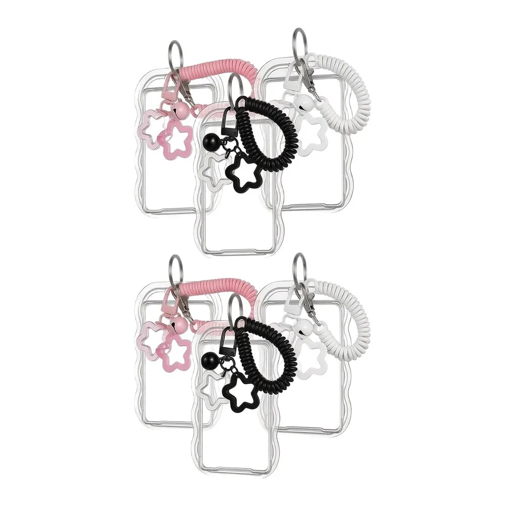 3-Pack Transparent Silicone Card Holders with Coiled Wrist Lanyard and Star Bell Accents for Everyday Card Use