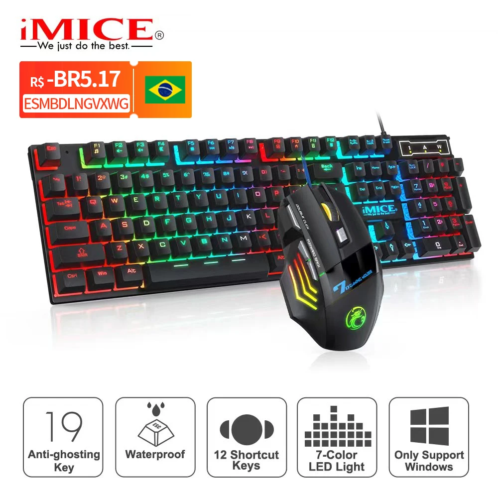 Gaming keyboard Wired Gaming Mouse Kit 104 Keycaps With RGB Backlight Russian keyboard Gamer Ergonomic Mause For PC Laptop