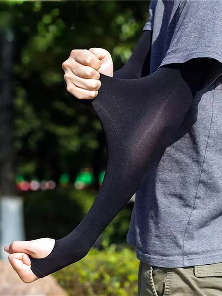 AliExpress Lotank Summer Cool Arm Sleeve Finger Sleeve Ice Cool High Elasticity Outdoor Cycling Fingerless Fishing Customized Ice Silk Sleeve