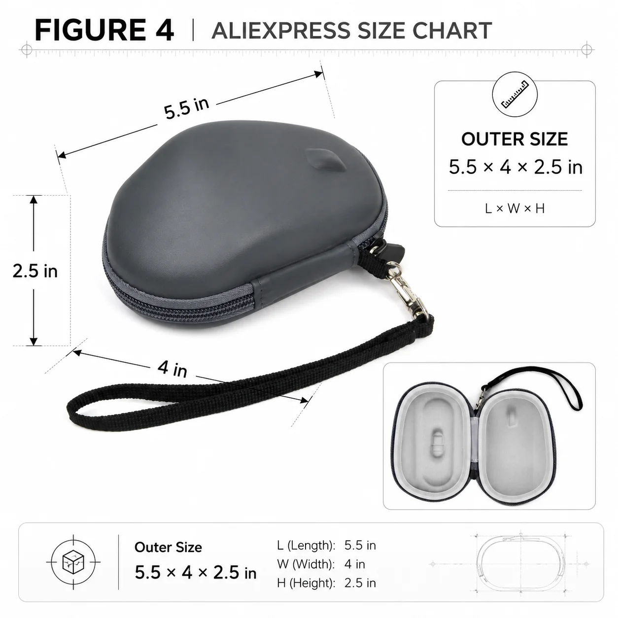 For Logitech MX Master  3S 3 2S Wireless Mouse Hard EVA Case Portable Travel Storage Organizer Bag with Wrist Strap Case Only