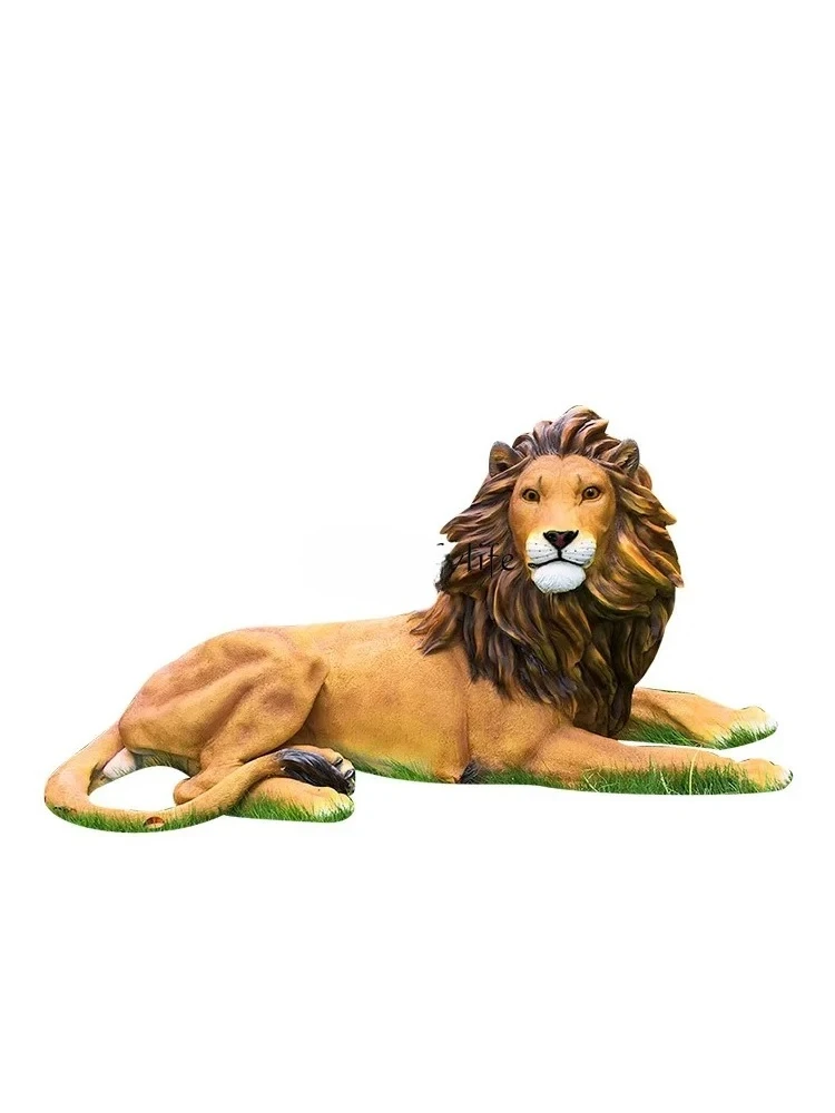

FRP outdoor big lion simulation animal sculpture shopping mall decoration ornament