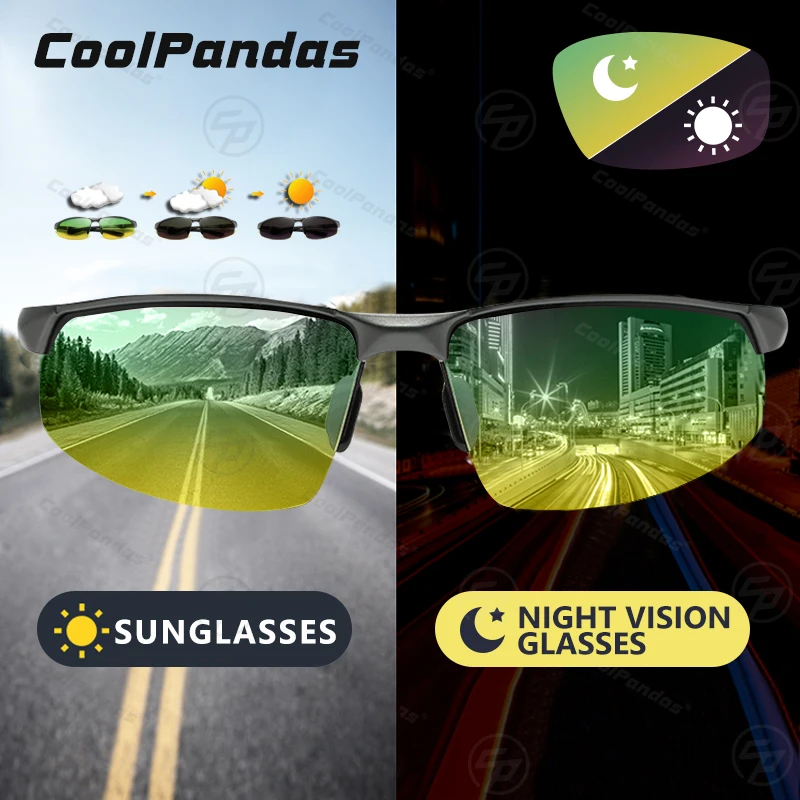 CoolPandas Photochromic Glasses Bike Bicycle Day Night Glasses Cycling Sports Men's Sunglasses MTB Road Cycling Eyewear Goggles