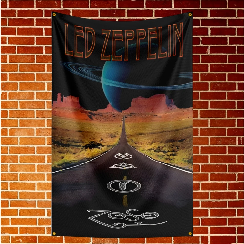 Led Zepplin Music Flag Banner For Fan Cave Watch Party Tailgate Gathering Indoor Outdoor Backyard Home Festival Ornament Supply