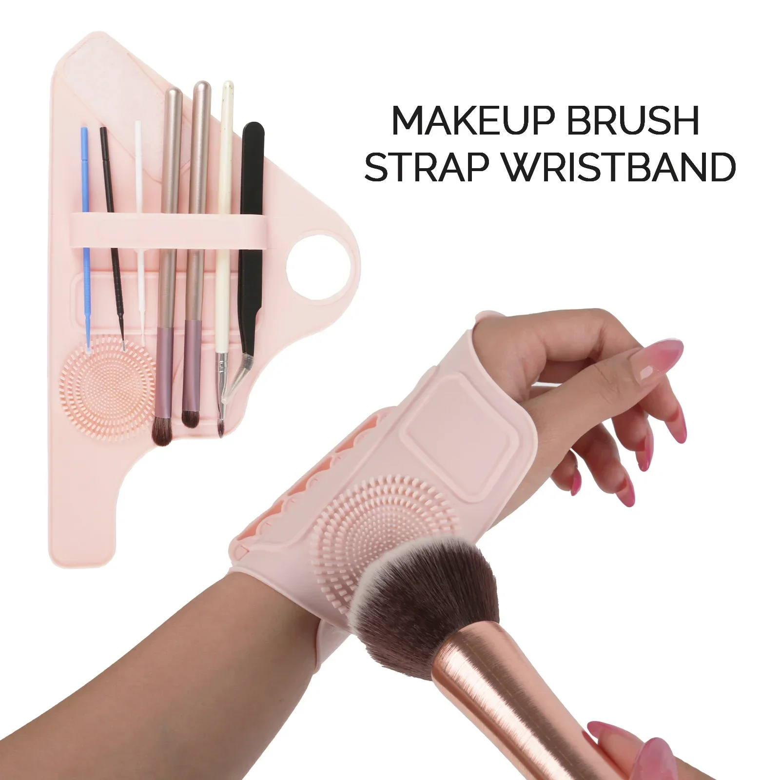 Silicone Makeup Pad Makeup Accessory Hand Strap With Textured Cleaning Cosmetic Palette Brush holder Storage Glove Holes