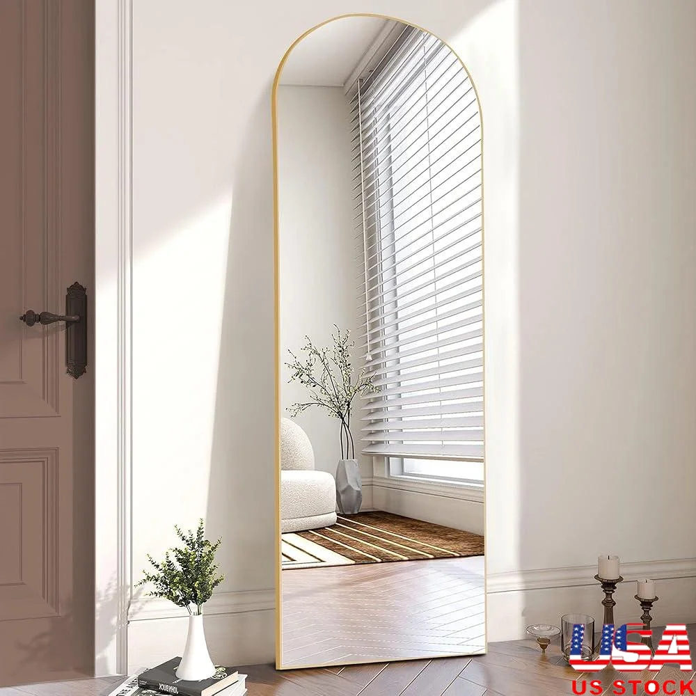 

Arched Full Length Mirror with Stand Leaning or Wall Mount Aluminum Alloy Frame Bedroom Living Room Decor Outfit Fit