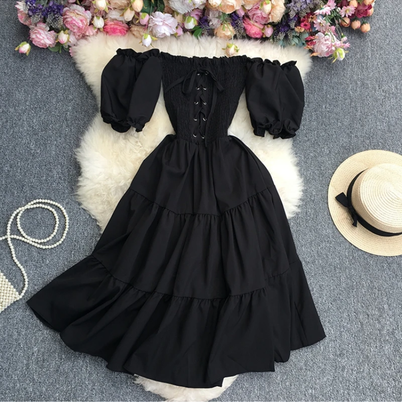 여성용 원피스 슬래시 넥 구김 붕대 파티, Y2K 레드 블랙, 고딕 원피스, 한국 스트리트웨어 의상, 여름 패션, 신상