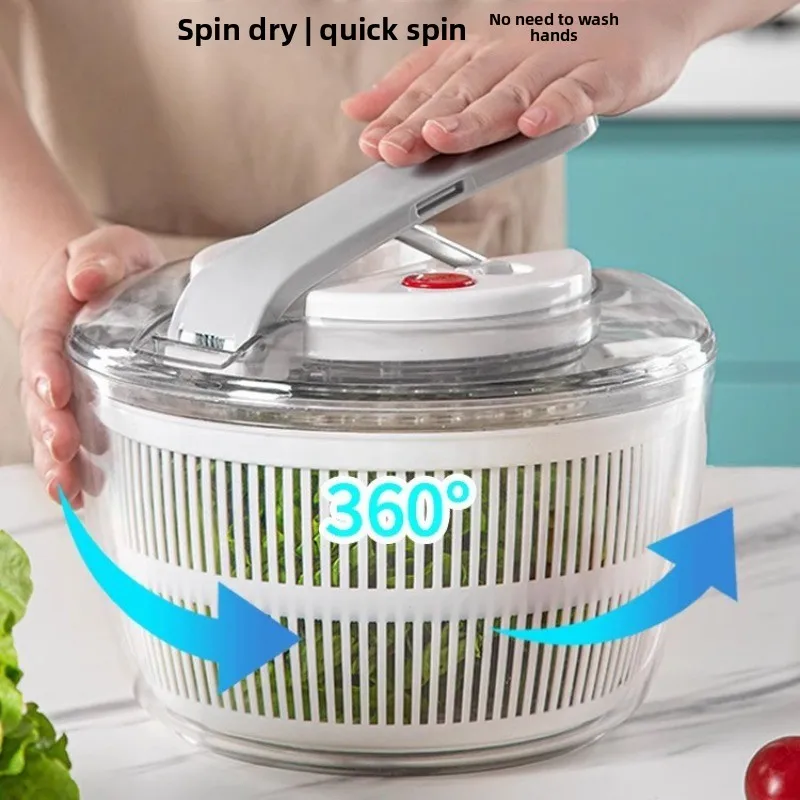 Vegetable Press Dehydrator, Salad Dryer, Vegetable Washing Basin, Water Drain, Manual Washing, Fruit Dehydration Artifact