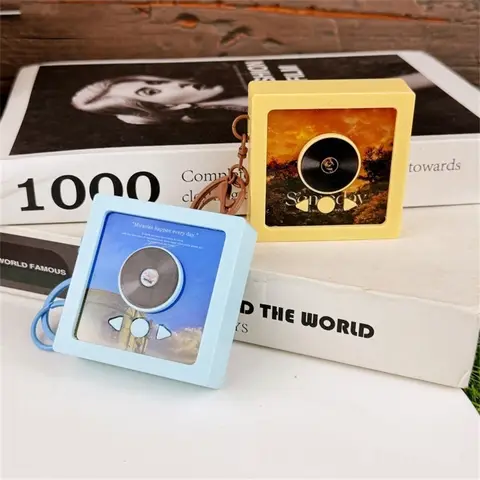Creative Recorder Keychain Mini Portable Retro Album CD Fun Music Box Bag Pendant Machine Recordable Keyring for Friends Gifts