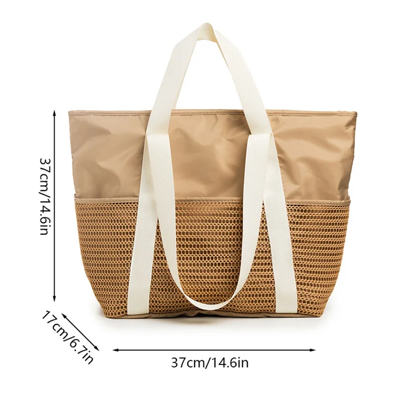 حقيبة شاطئ TEXU مقاومة للماء مع سحاب، حقيبة حمل شاطئ مقاومة للرمل للنساء، حقيبة حمل للسباحة والرحلات البحرية #5