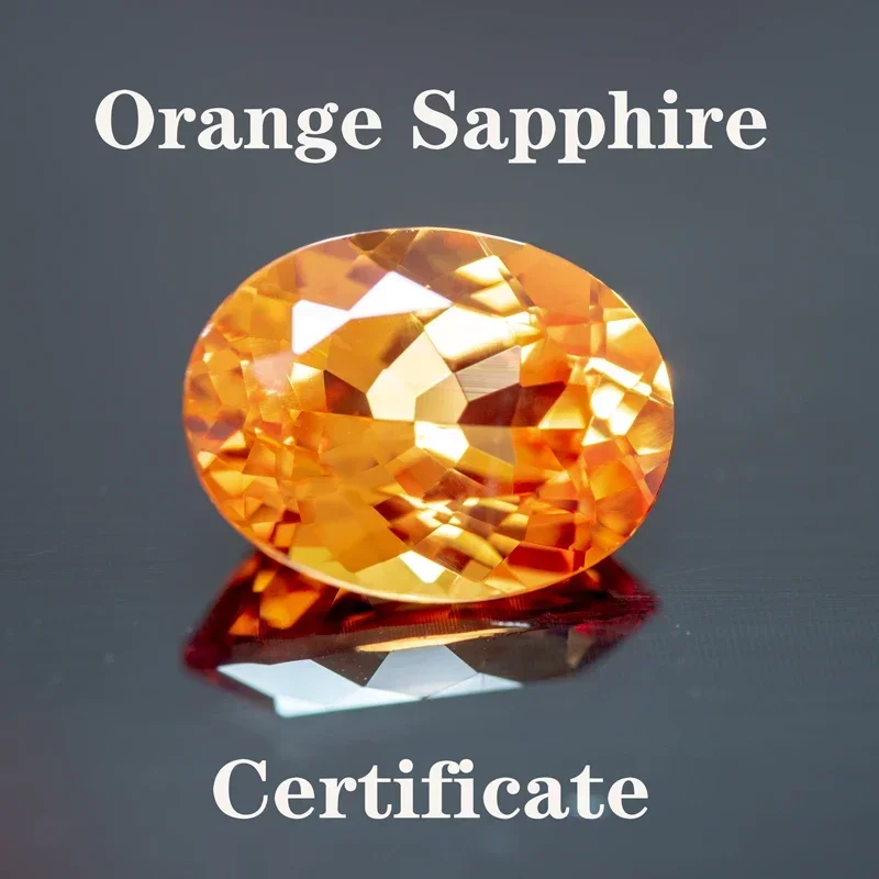 BLab Grown Sapphire Oval Shape Orange Color Extremely Shiny Quality DIY Charms Ring Necklace Earrings Main Materials Certificate