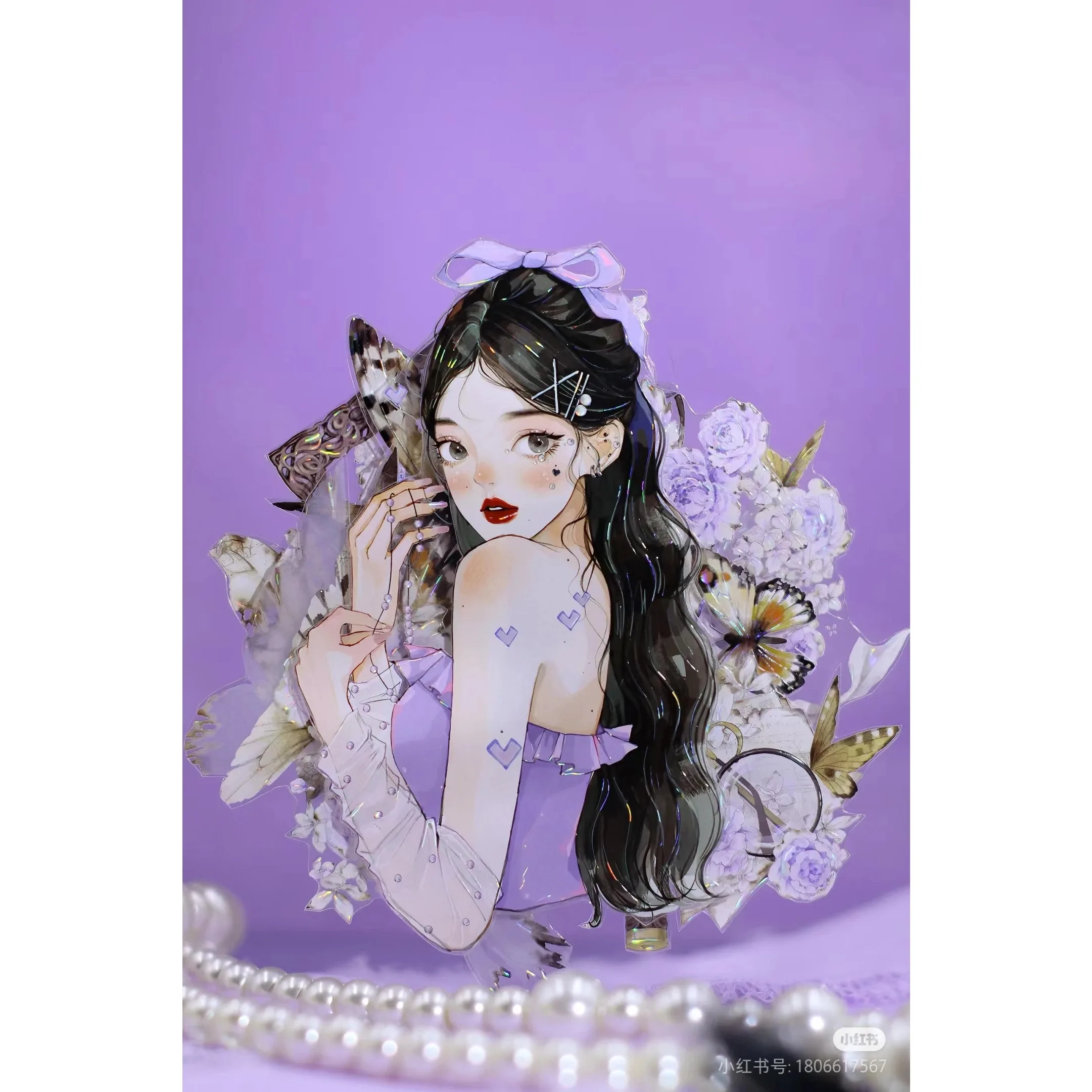 

Beautiful Girl Washi Pet Tape Shiny stickers Shell Luster