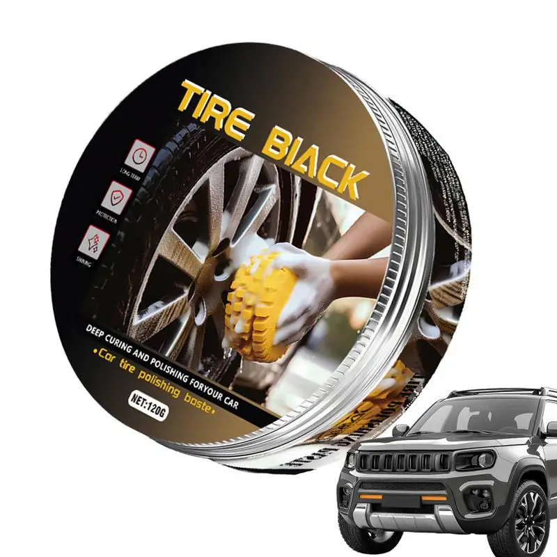 Cire brillante pour pneus de voiture, restaurateur de pneus, nettoyant, pâte de rénovation, polissage, pansement de roue, 120g pour une restauration durable à haute brillance