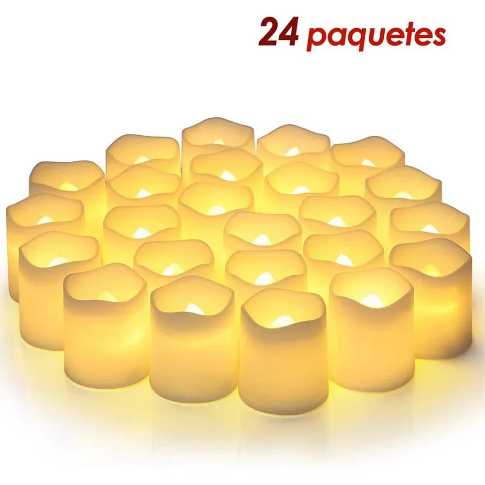 

24 Pack Flameless Flickering LED Electric Candles Lamp Button Battery Powered Night Light Wedding Birthday Halloween Party Decor