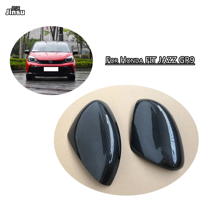 Car Side Rearview Mirror Carbon Fiber Stick Up Type Decorative Covers Fit For Honda 2021 2022 2023 FIT & JAZZ GR9