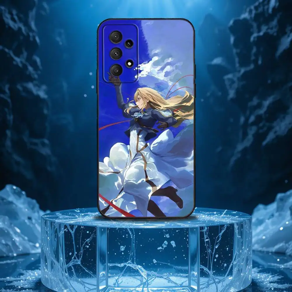 Funda de teléfono V-Violet E-Evergarden para Samsung Galaxy A13, A21s, A22, A31, A32, A52, A53, A71, A80, carcasa negra suave