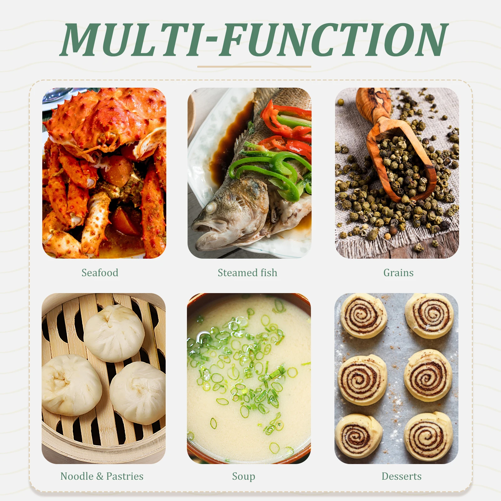 

Bamboo Steamer Kitchen Food Cookware Premium Multi-functional Household Rice Eggs Potatoes Corn Vegetable Steaming