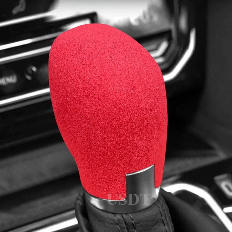 

For Volkswagen VW Jetta MK7 Golf 7 Touran Sonata Passat VW T-ROC TROC Tharu Leather Car Gear Shift Knob Cover Suede Cap Mat