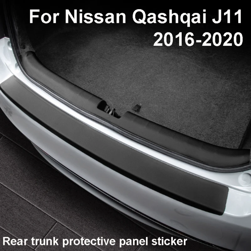 

For Nissan Qashqai J11 2016-2020 Car Interior Decoration Accessories Carbon Fiber PU Trunk Protection Strip Rear Panel Sticker