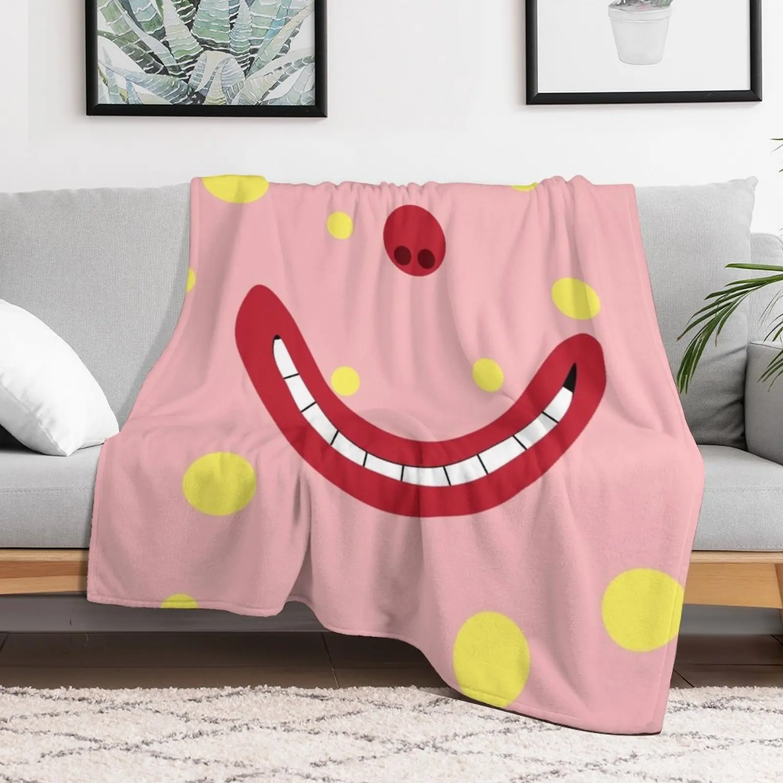 Mr Blobby Mouth Mask Throw Blanket