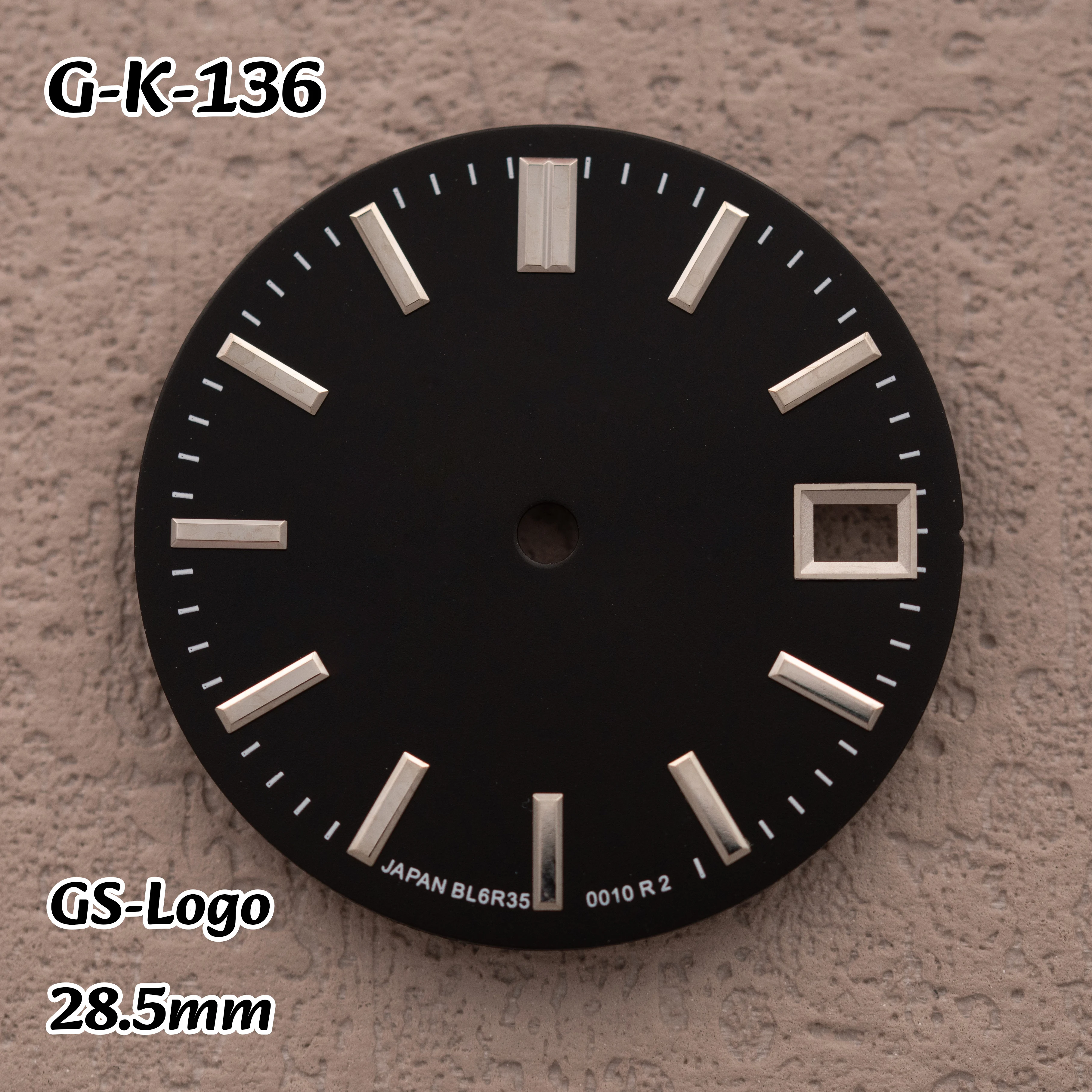 28.5mm GS Logo Black Sunray Dial NH35/NH36/4R/7S Movement Quality Watches for men Watch Modification Accessories Repair Parts