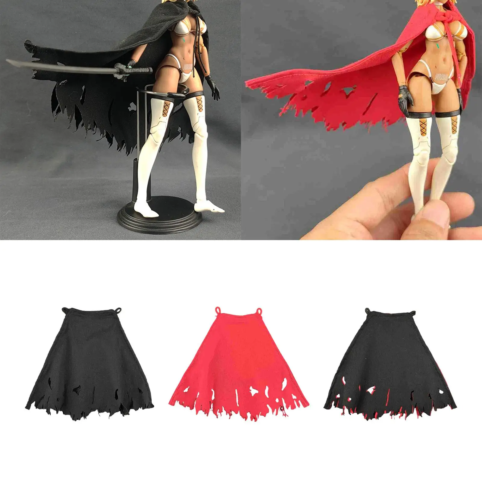 1/12 Scale Soldier Cape with Wire Handmade Figure Cape Model Miniature Doll Clothing for 6'' inch Soldier Figures Accessory