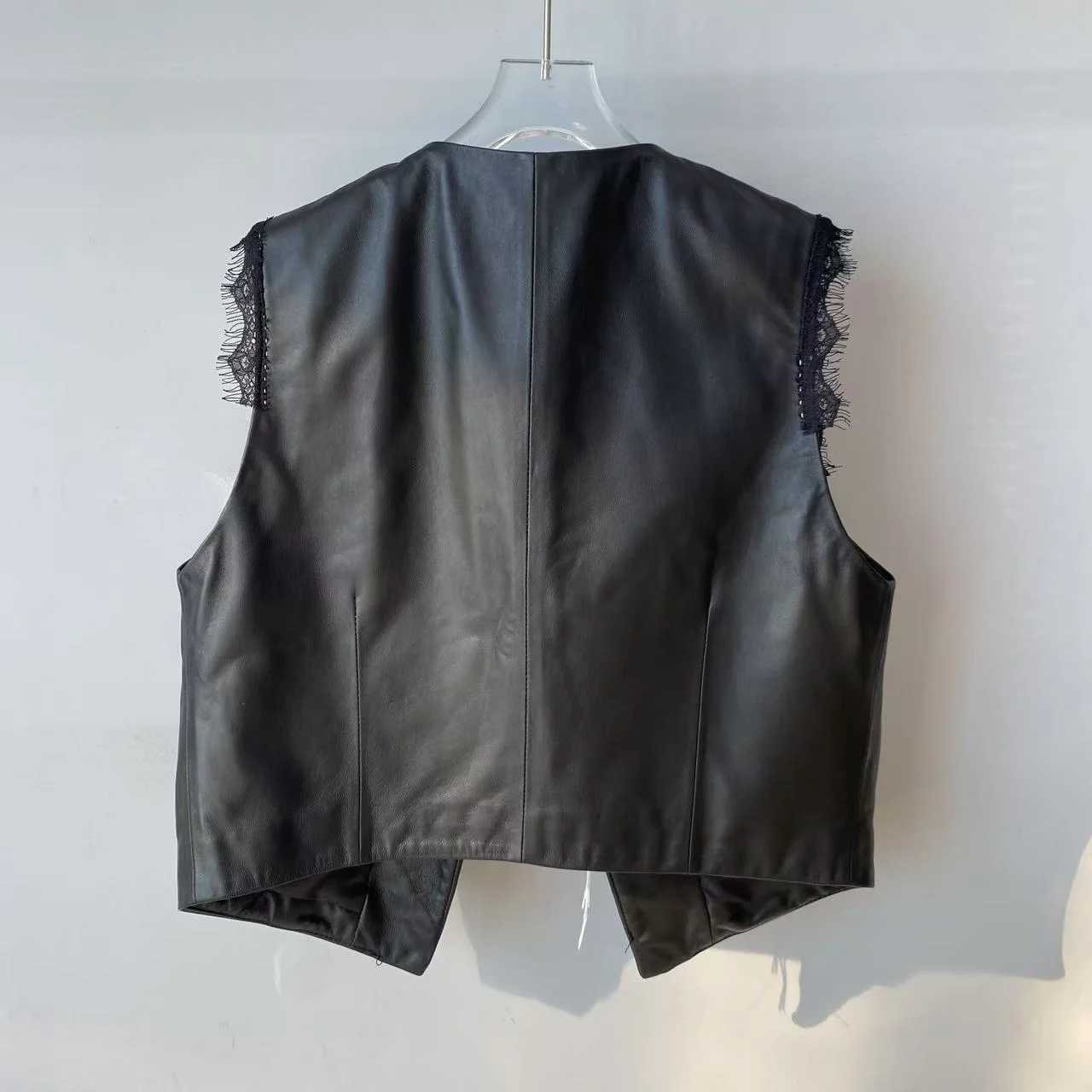 Outono 2025 novo sle feminino faionable ort couro genuíno eepskin colete svel jaet v-ne casaco multiuso