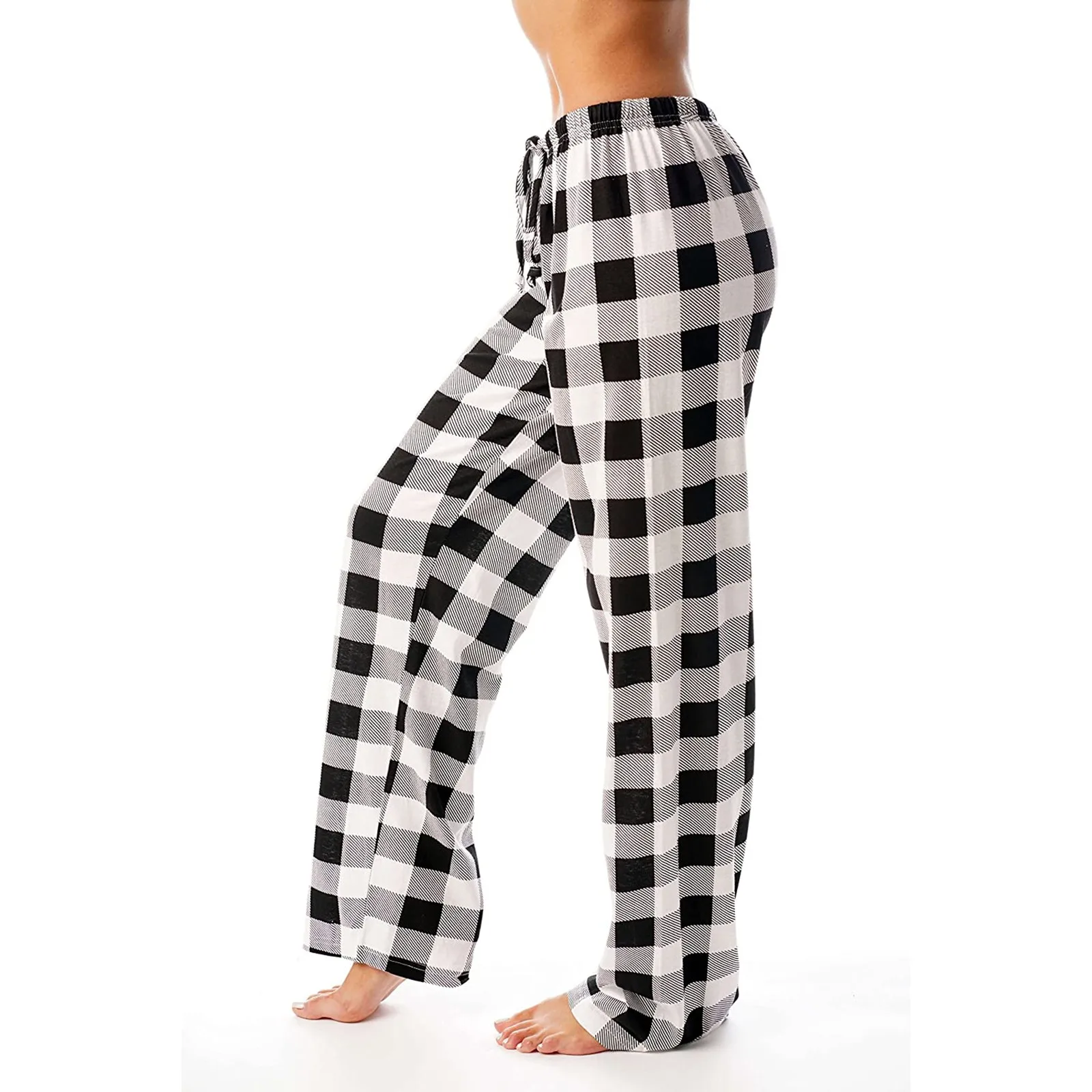 Autumn Winter Women Autumn Plaid Printed Pants Full Length Long Trousers Sports Pants 2023