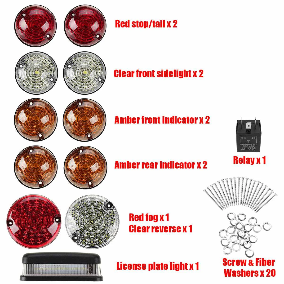 12PCS LED Sidelight Front Rear Indicator Lamp Stop Fog Reversing License Plate Light For Land Rover For Defender 90 110 130