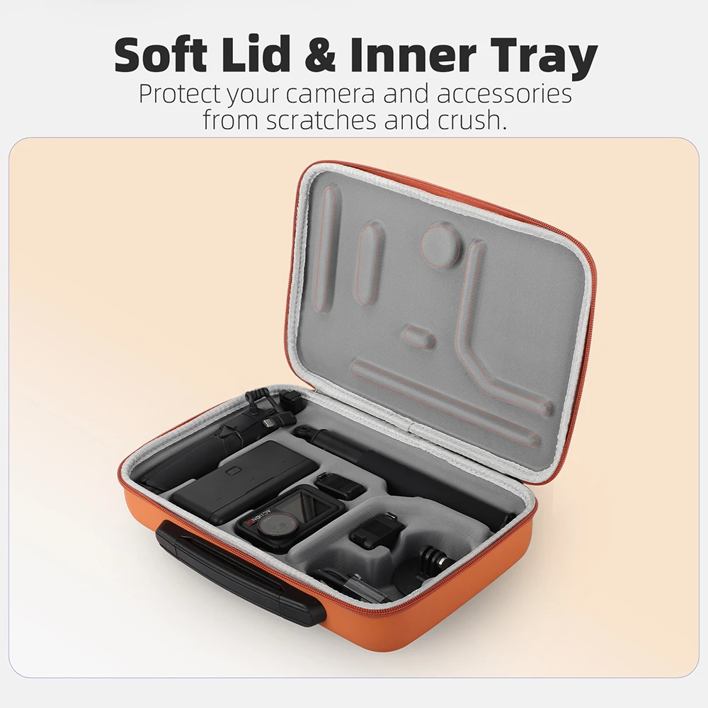 Bolsa de câmera para dji osmo action 5 pro/4/3 pu rígido multi à prova de arranhões alça de armazenamento acessórios portáteis bolsa de transporte