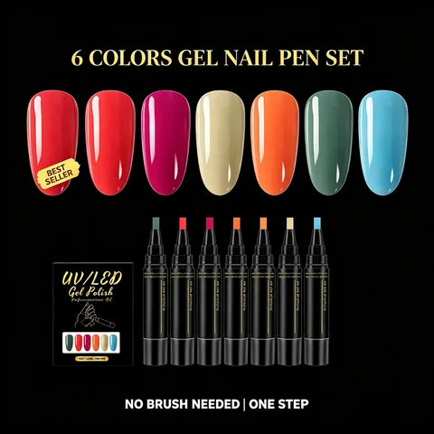 Ensemble de stylos à vernis à ongles en gel 3 en 1, couleur de base, couche de finition brillante longue durée, pour la création d'art d'ongles multicolores à domicile