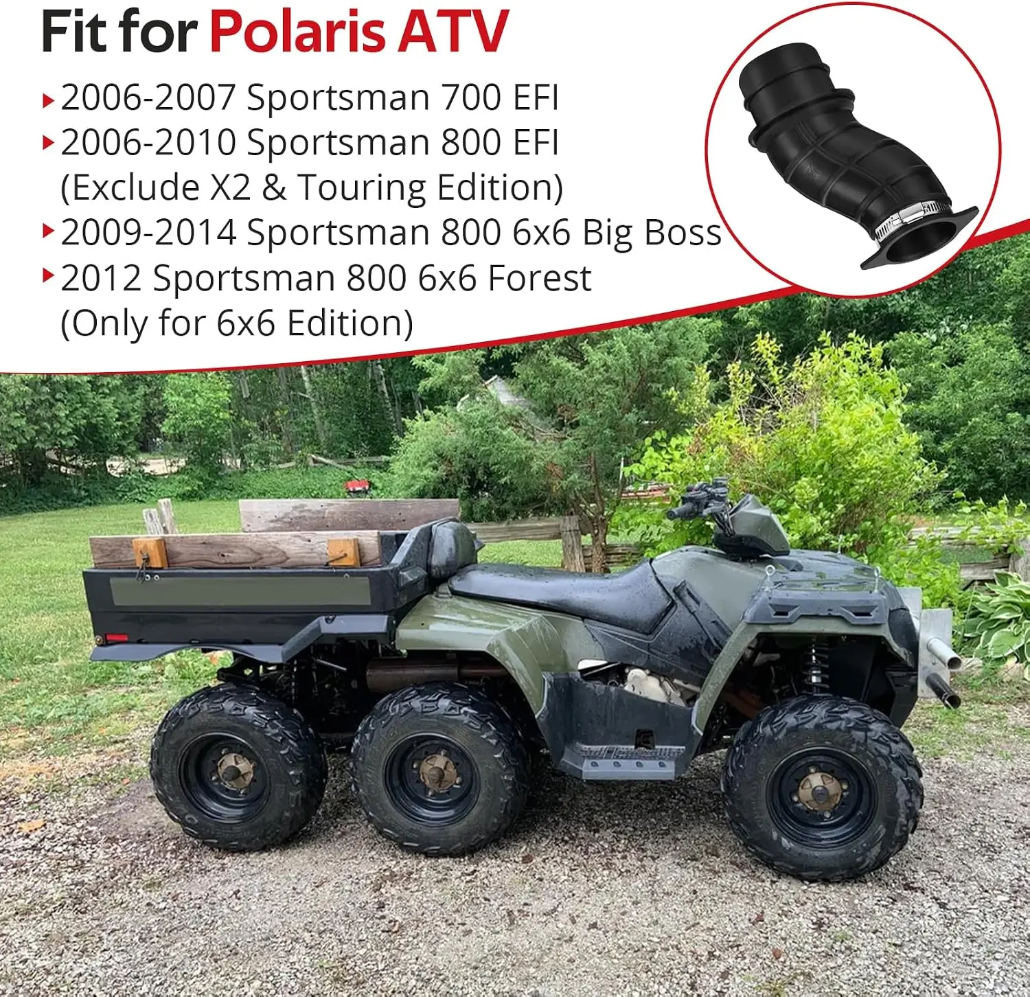Air Box Throttle Body Boot Replacement for Polaris Sportsman 700 800 EFI 6x6 Big Boss Forest 2006-2014 Replace OEM 5412985