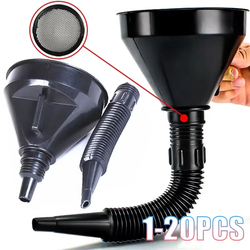 1-20pc Oil Funnel for Car Motorcycle Engine Oil Pouring and Fuel Filling Multifunctional Tool Durable Plastic Wide Mouth