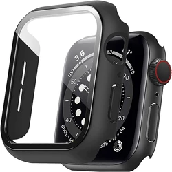 Glass+Cover For Apple Watch 44mm 40mm 49mm 41mm 45mm 42mm 38mm Accessorie Screen Protector iwatch serie 9 8 7 6 SE 5 Ultra Case