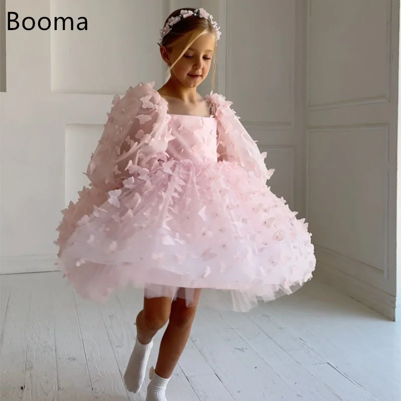 Booma Flowers A-Line Girl Dresses Wedding Party Dress for Kids Knee-Length Girls Prom Gowns Customized 2025