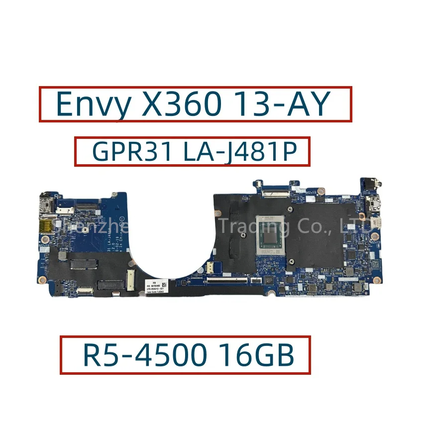 GPR31 LA-J481P For HP Envy X360 13-AY Laptop Motherboard With R5-4500 CPU 16GB-RAM M26312-001 M26312-601 Fully Tested