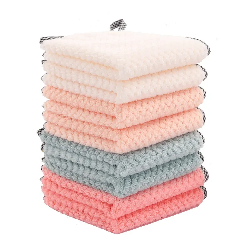 

Kitchen Dish Washing Towel Thicken Table Cleaning Cloth Easy Dish Cloth Kitchen Colorful Rag Oil-Proof Absorbent Scouring Pad