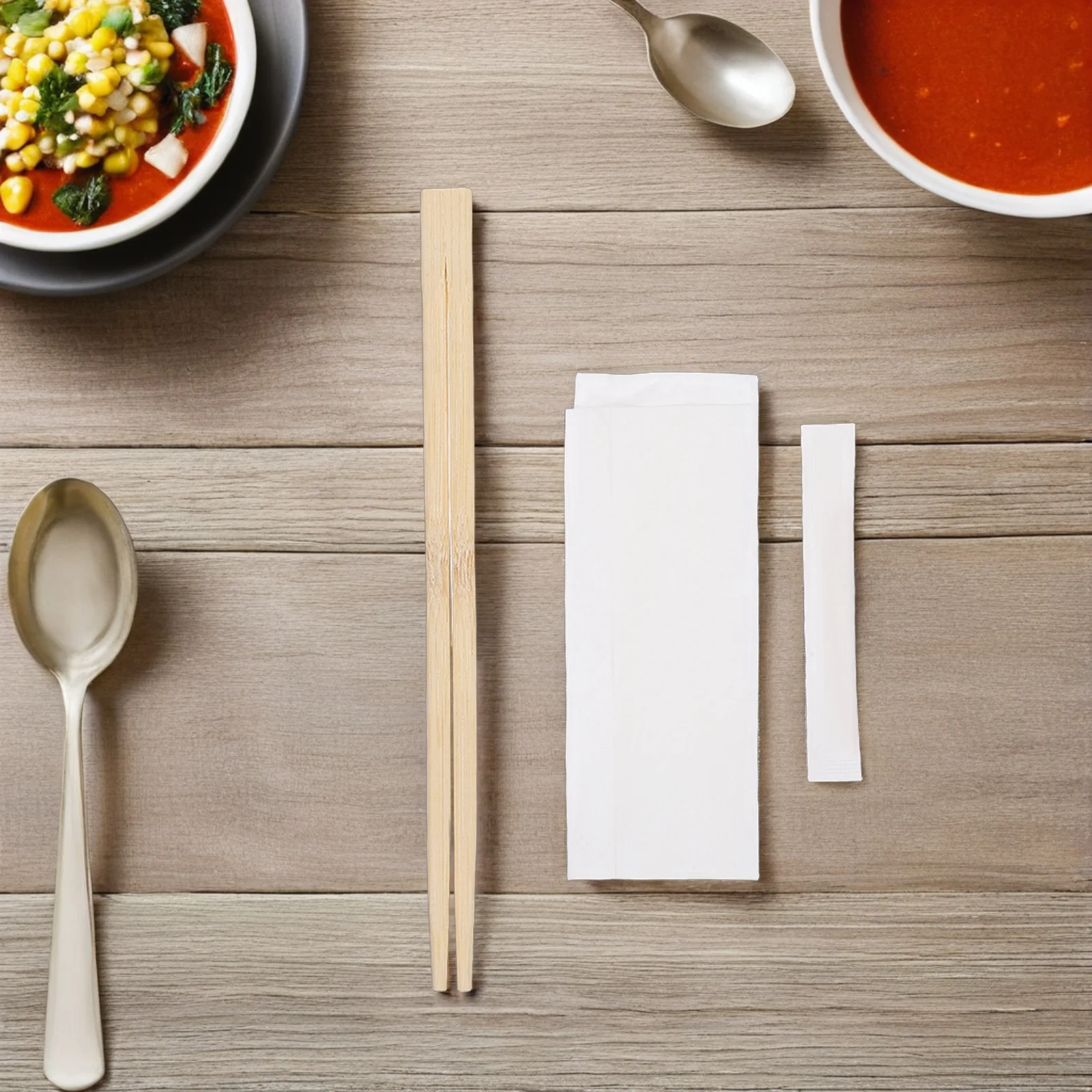 

1Set Disposable Chopstick Spoon Set Includes Toothpick Napkin Lightweight Wood Utensils for on The Go Meals Office Lunches