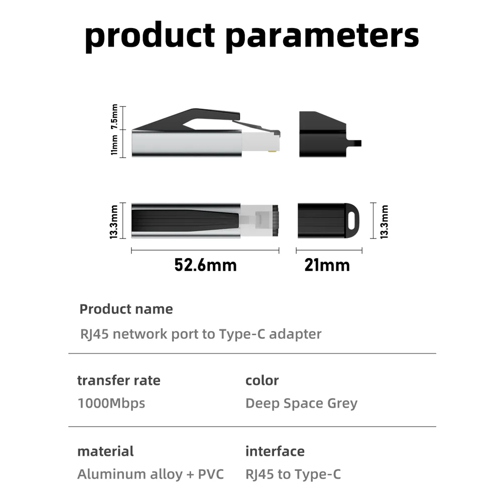 USB C to Ethernet Adapter 1Gbps Gigabit Network Converter USB-C Female to RJ45 Male LAN Adapter for MacBook Pro iPhone 16 iPad view 6
