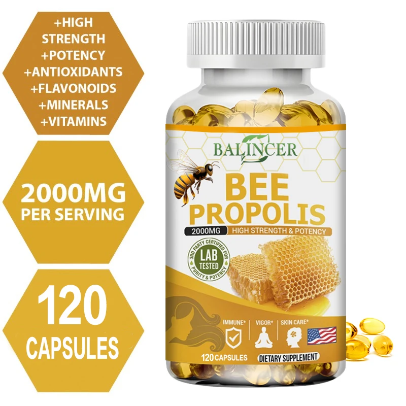 كبسولات BEE PROPOLIS - الطاقة، وظيفة المناعة، الهضم، امتصاص المغذيات، تعزز صحة البشرة بشكل عام