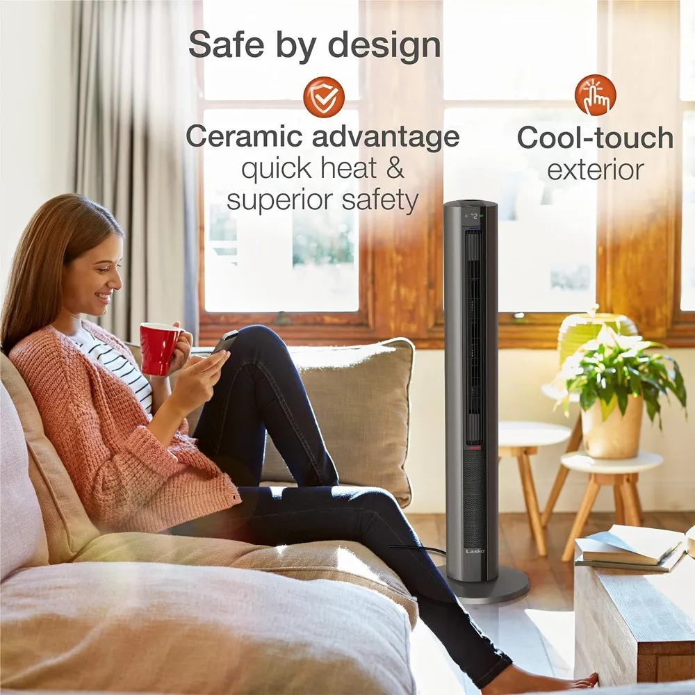 Oscillating All Season Tower Fan and Space Heater in One for Home with Adjustable Thermostat