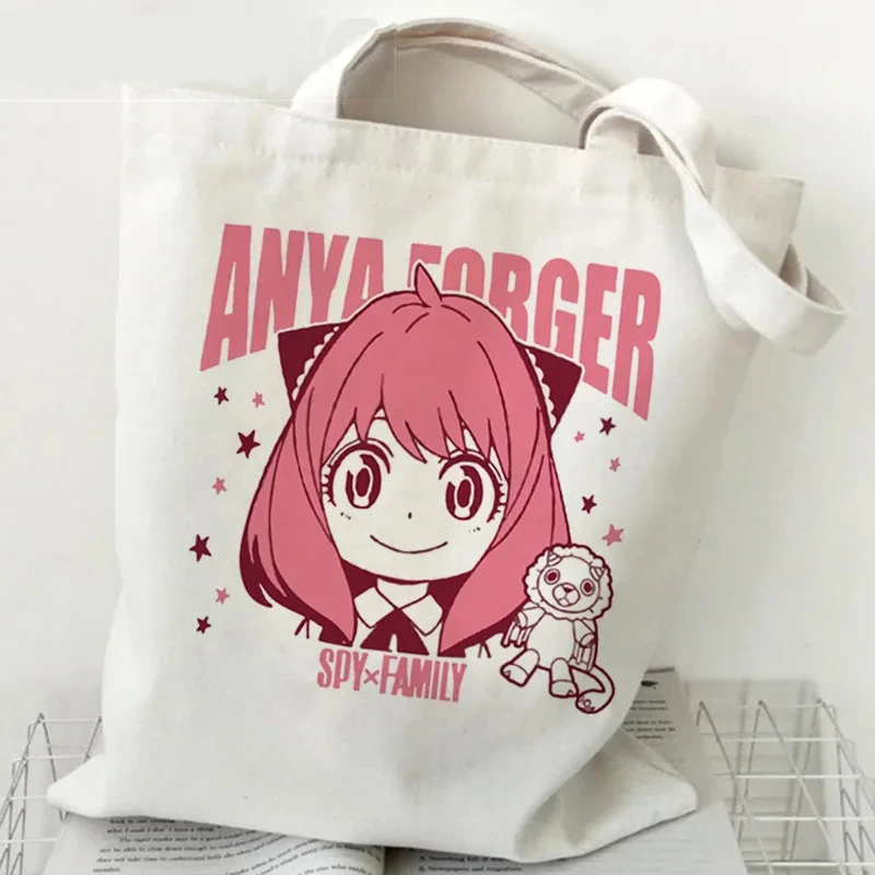 Borsa per la spesa della famiglia Kawaii Spy X borsa a tracolla per Anime in tela stampata borsa per la spesa portatile da donna di grande capacità