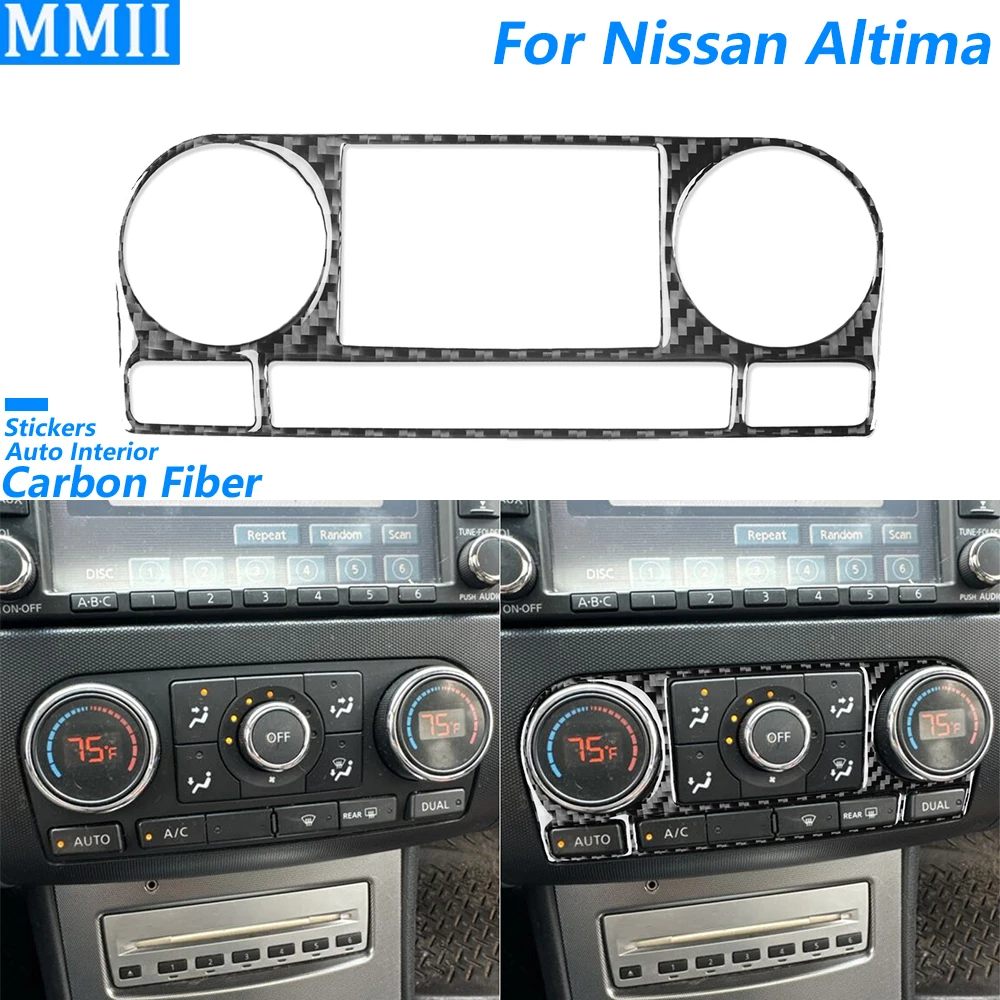 

Для Nissan Altima 2-дверный 2008-2012 углеродное волокно центральная ручка кондиционера переменного тока, крышка панели управления, автомобильные аксессуары, наклейка