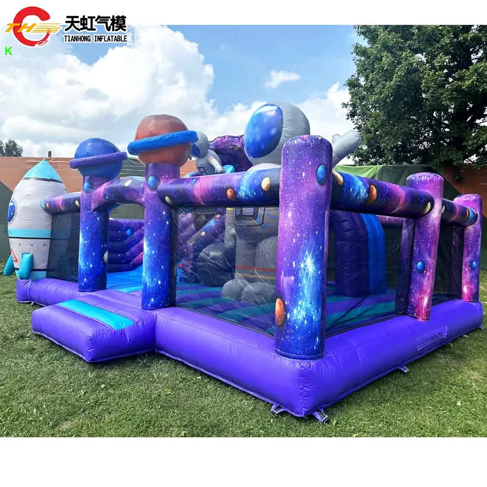 슬라이드 우주비행사 우주 테마 탄력 있는 성을 가진 6x4m 상업적인 팽창식 경비원 운동장