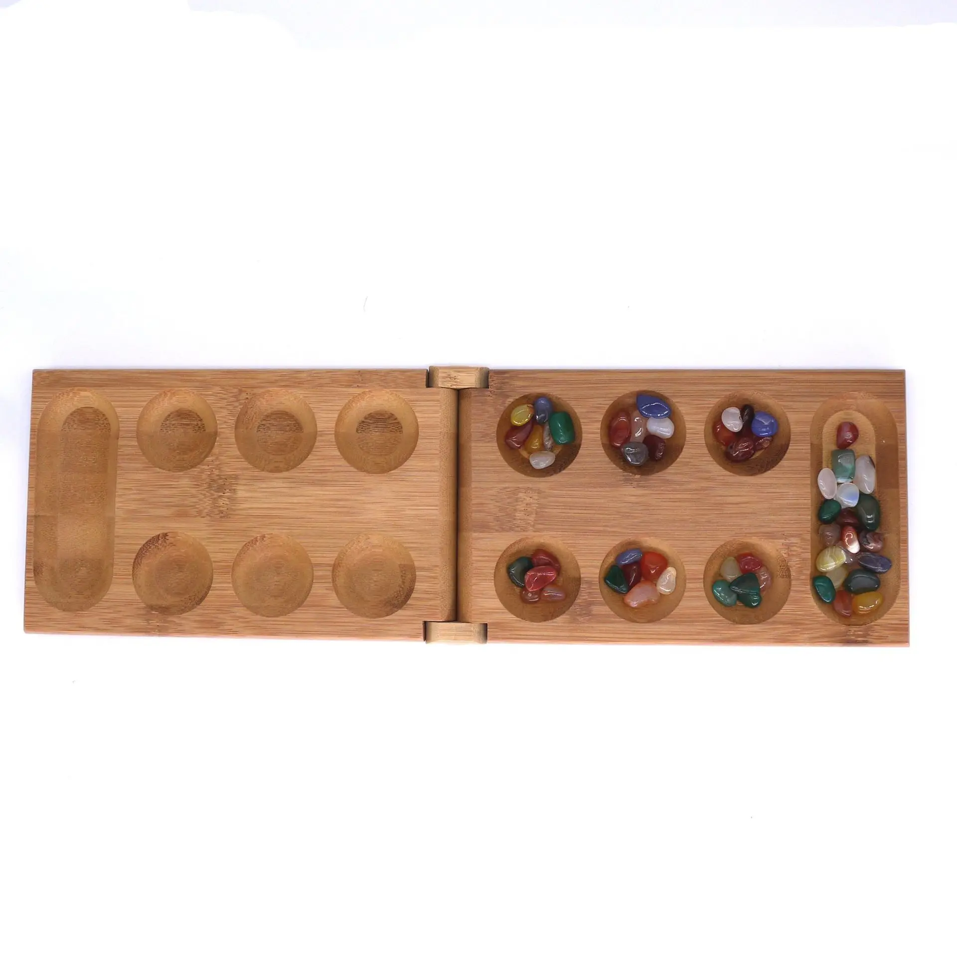 mancala board games with Colorful Stones Pebbles Folding Wooden Board Chess Set