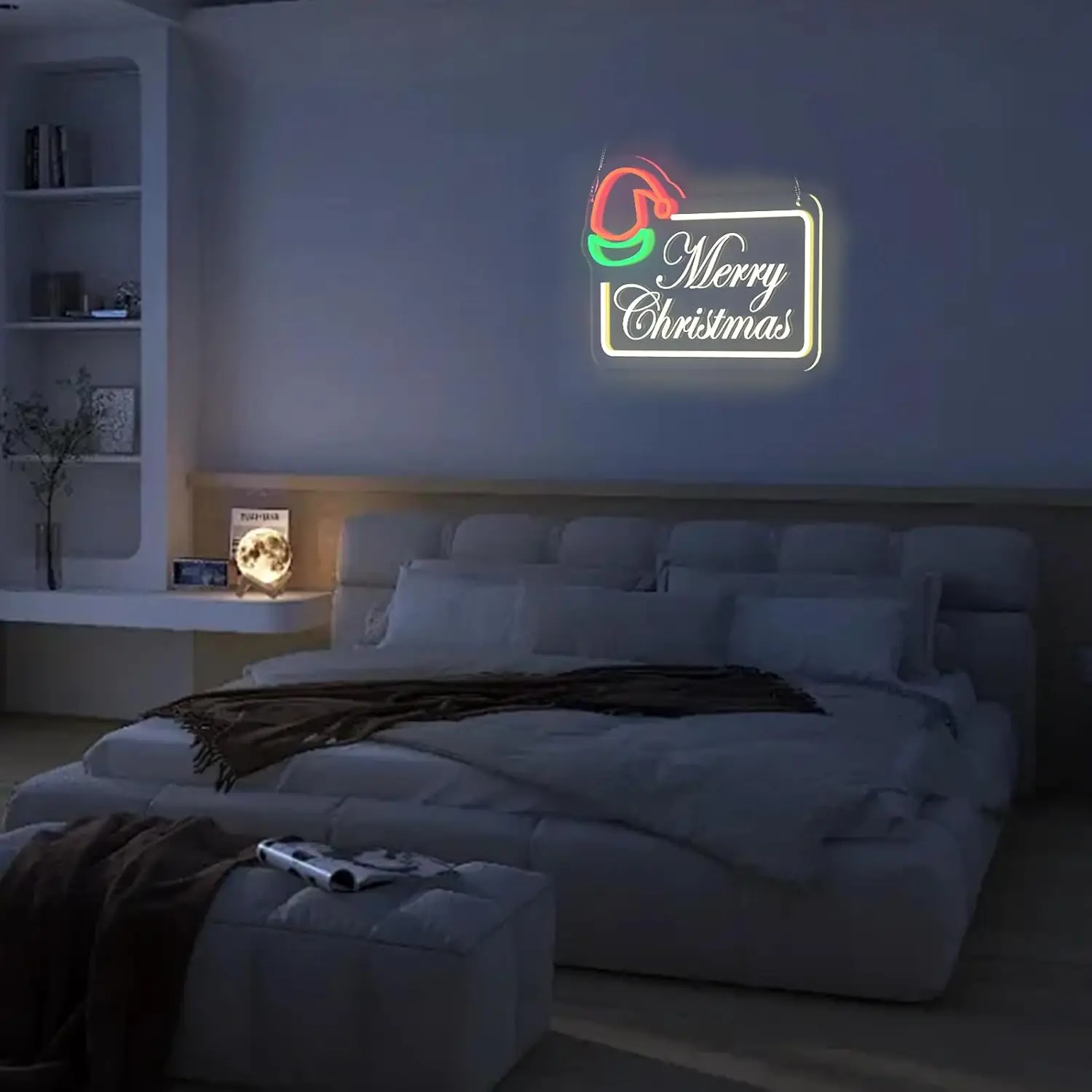 Letrero de neón de Feliz Navidad, luz LED, decoración artística de pared para el hogar, decoración navideña, dormitorio de niños, cama, regalo, habitación, amante, familia, Feliz Año Nuevo