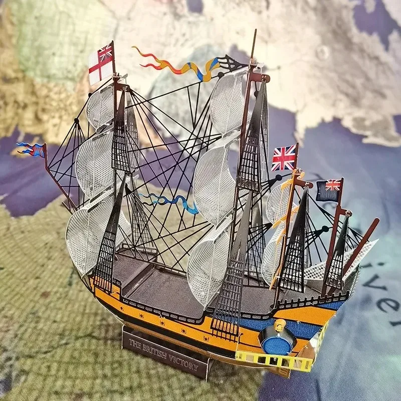 Multicolor HMS VICTORY Warship 3D Metal Model Puzzle DIY Handmade Assembled Military Warship Model Jigsaw Decoration Toys Gifts