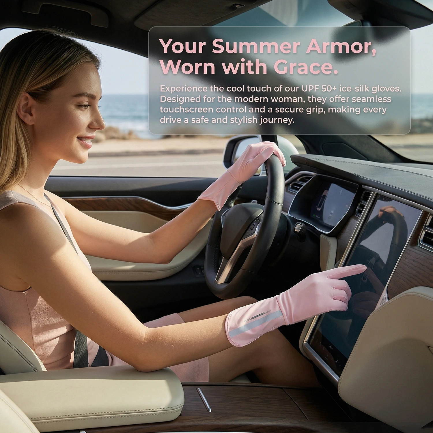 

1Pair Summer Sun Gloves Quick-Dry,Breathable Anti-Slip Lightweight Touchscreen for Women UV Protection Cycling Driving Daily Use
